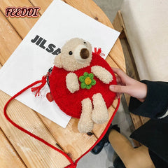 Feeddi Children's Plush Bag Little Girl Baby Crossbody Bag