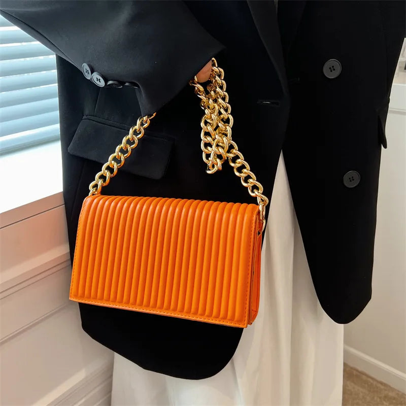 Women's Striped Shoulder Bag Small Crossbody Flap Handbag