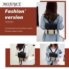 Straw PU Leather Vintage Female Backpack Pack Daypack Student Bag