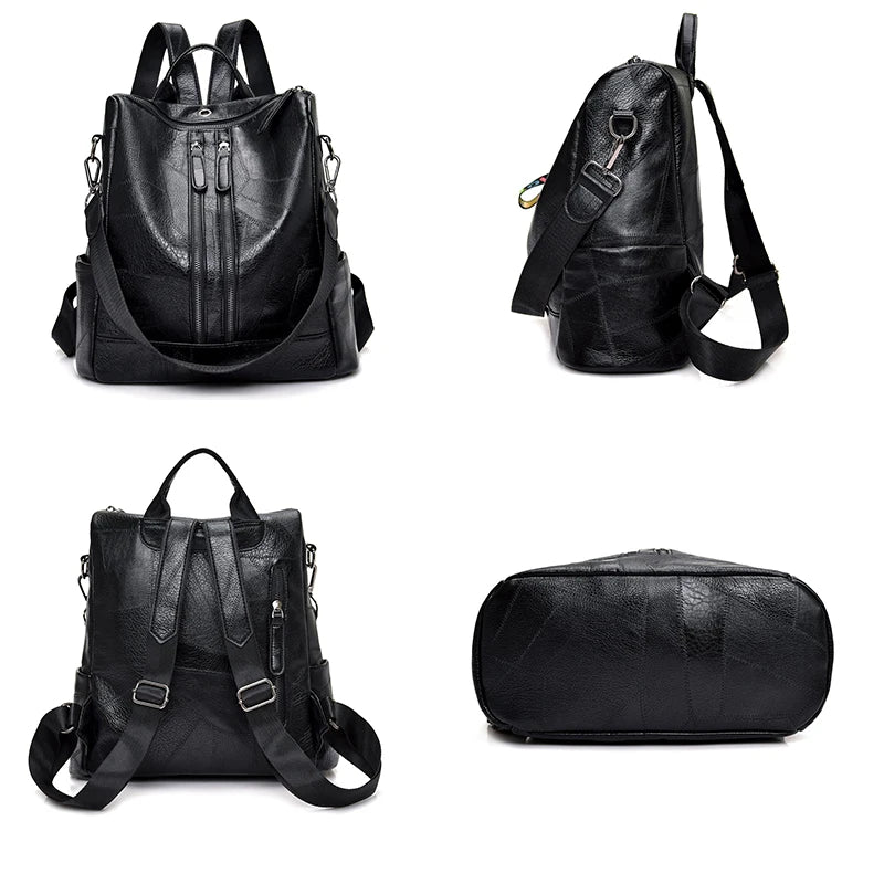 Girls Leather School Women Shoulder Bag Sac A Dos Travel Back Pack