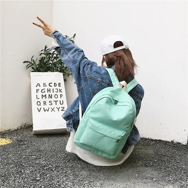 Canvas Casual Backpack Student School Bag for Teenage Girls Boys