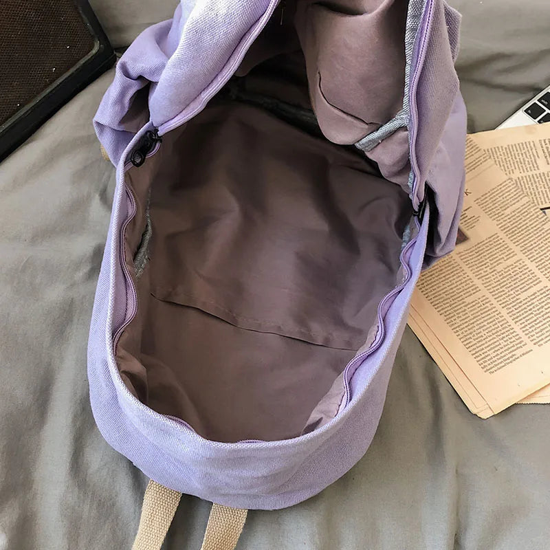 Canvas Teen Girl Backpack School Bags Casual Women's Travel Bag