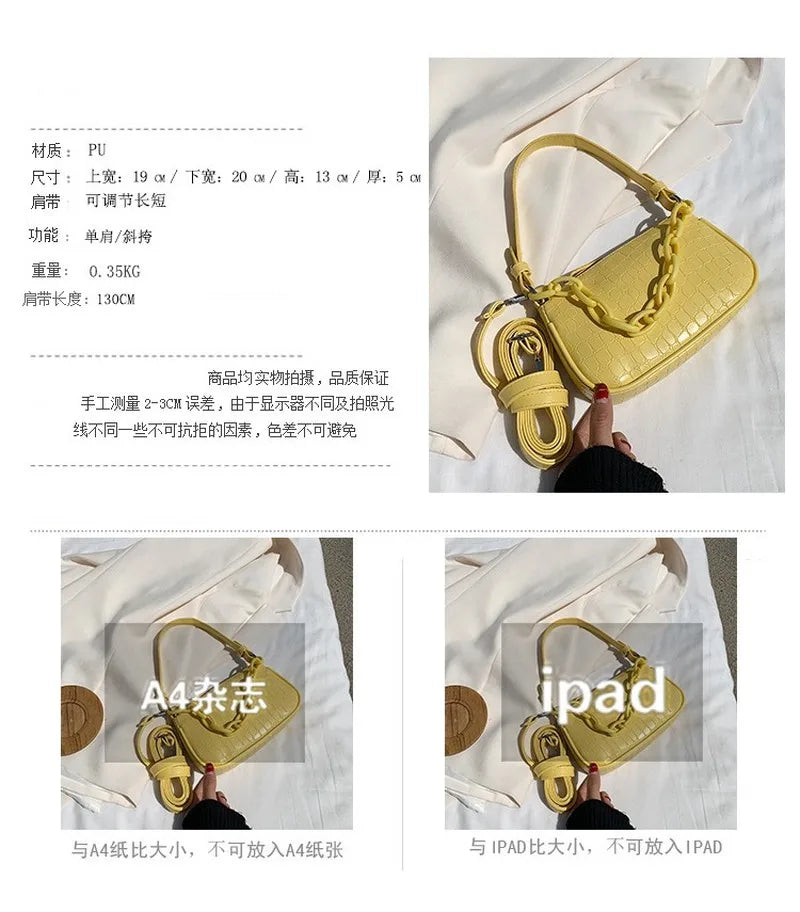 Female Acrylic Chain Shoulder Bag Underarm Handbag