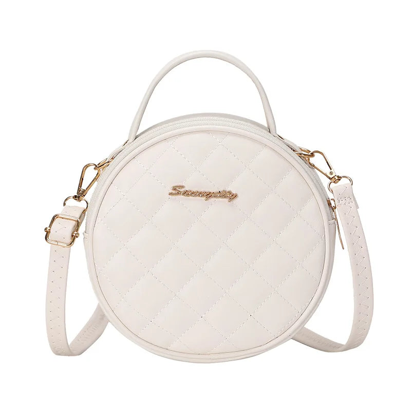 Embroidered Women Shoulder Small Round Bag Mobile Phone Messenger Crossbody