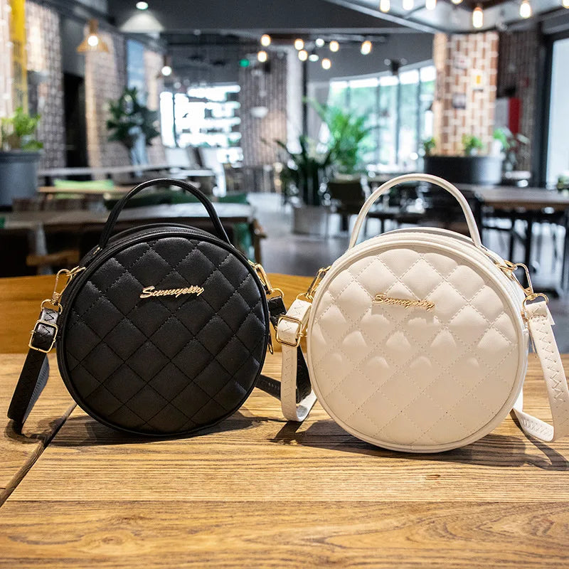 Embroidered Women Shoulder Small Round Bag Mobile Phone Messenger Crossbody