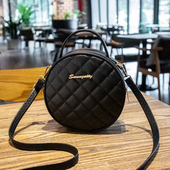Embroidered Women Shoulder Small Round Bag Mobile Phone Messenger Crossbody