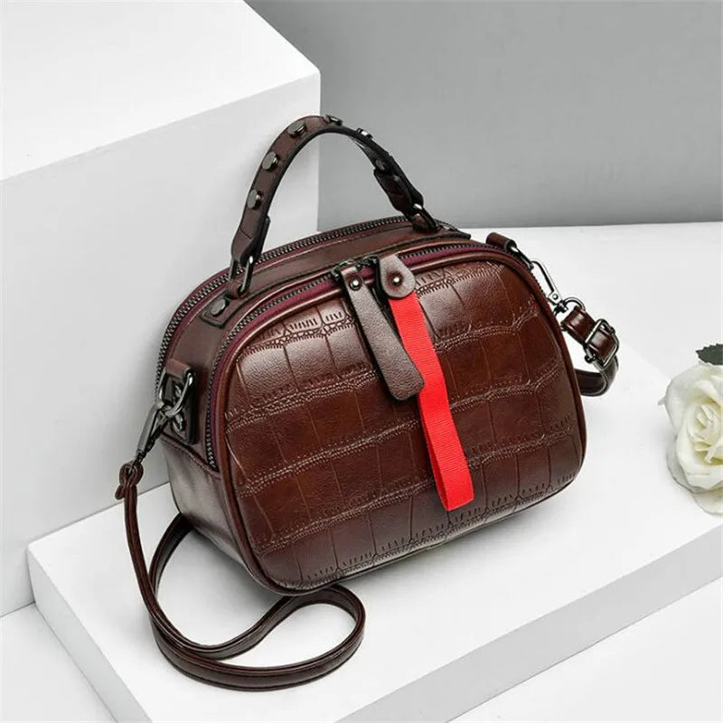 Small Shell Flap Messenger Bag Women Shoulder Tote Contrast Zipper Crossbody