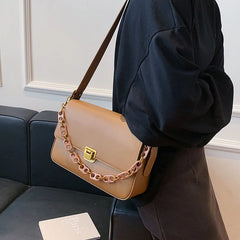 Tote Bag Pu Leather Crossbody Shoulder Square Handbag Women's Totes