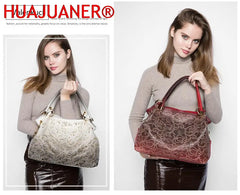 Female Ombre Handbags Floral Print Shoulder Bags Tassel Top-handle Bags