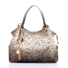 Female Ombre Handbags Floral Print Shoulder Bags Tassel Top-handle Bags