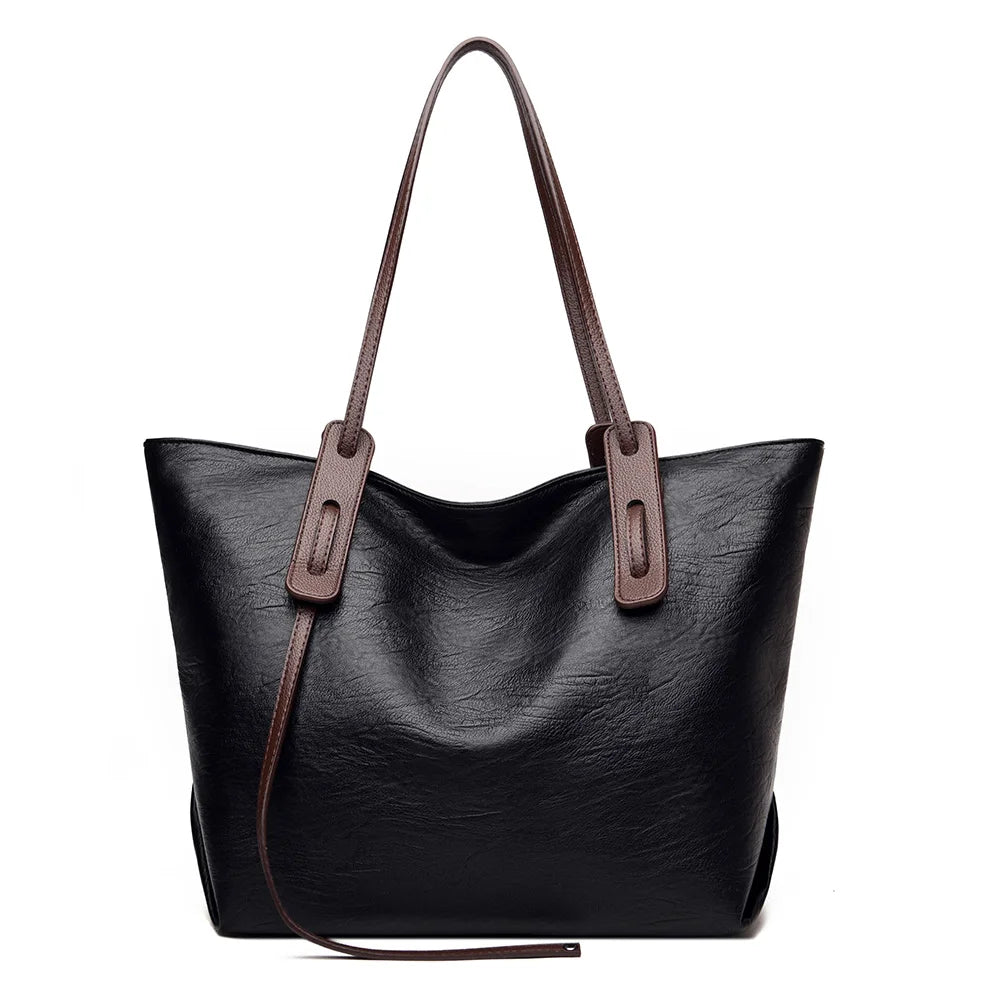 Leather Tote Shoulder Bag High Retro Women Handbags