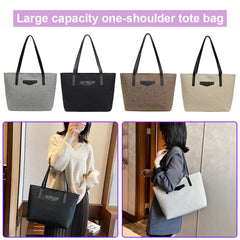 Female Big Capacity Handbags Shopping Travel Totes PU Linen Shoulder Bags