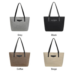 Female Big Capacity Handbags Shopping Travel Totes PU Linen Shoulder Bags