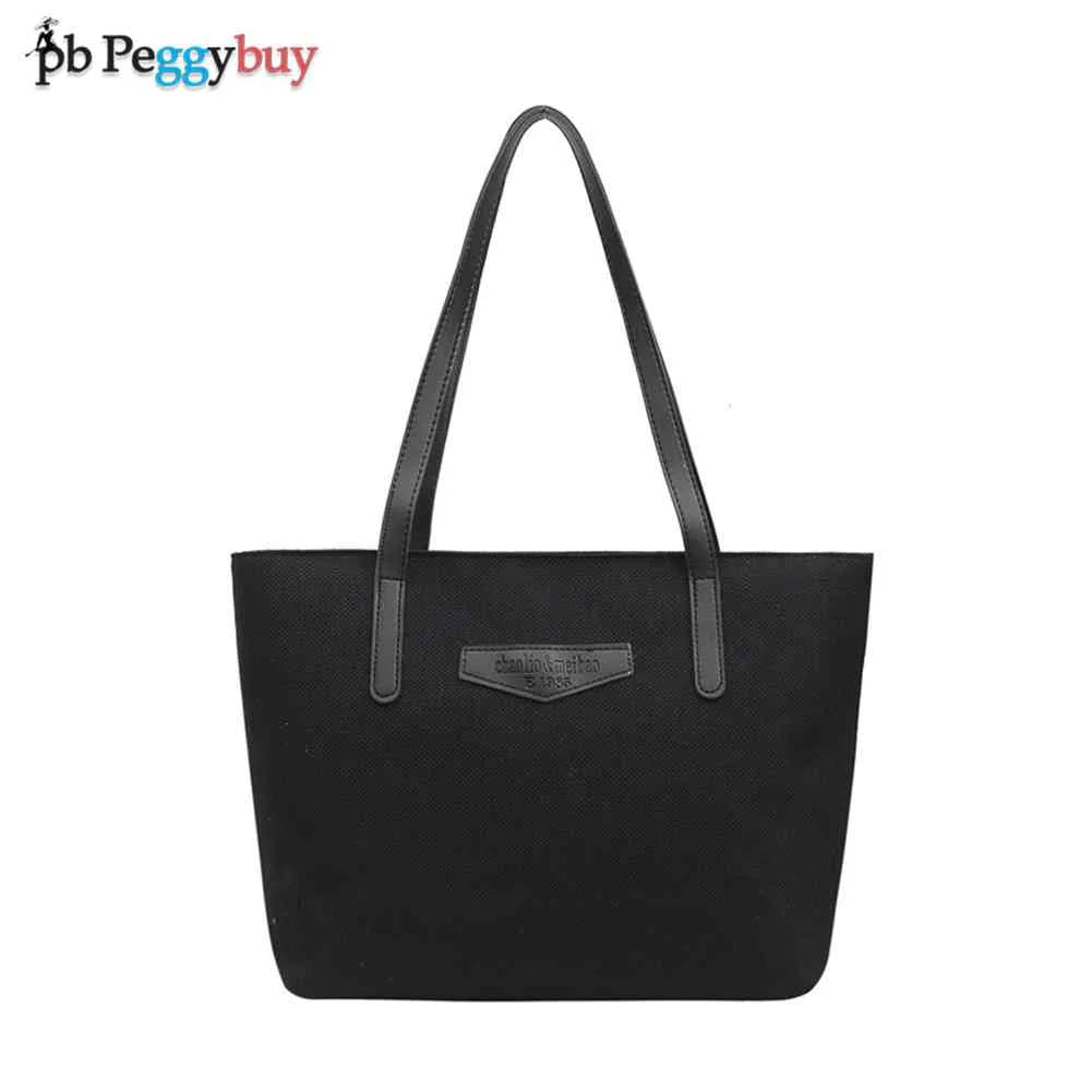 Female Big Capacity Handbags Shopping Travel Totes PU Linen Shoulder Bags