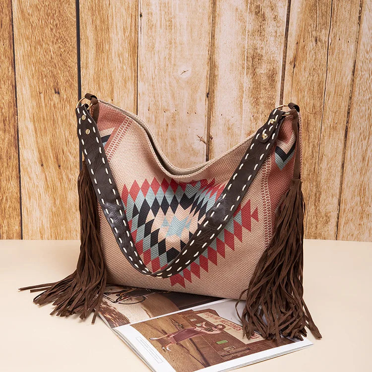 Boho Style Woman Retro Quilted Crossbody Bag