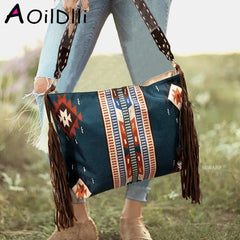 Boho Style Woman Retro Quilted Crossbody Bag