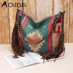 Boho Style Woman Retro Quilted Crossbody Bag
