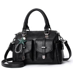 Soft Leather Boston Bag Large Capacity Women's Shoulder Bag