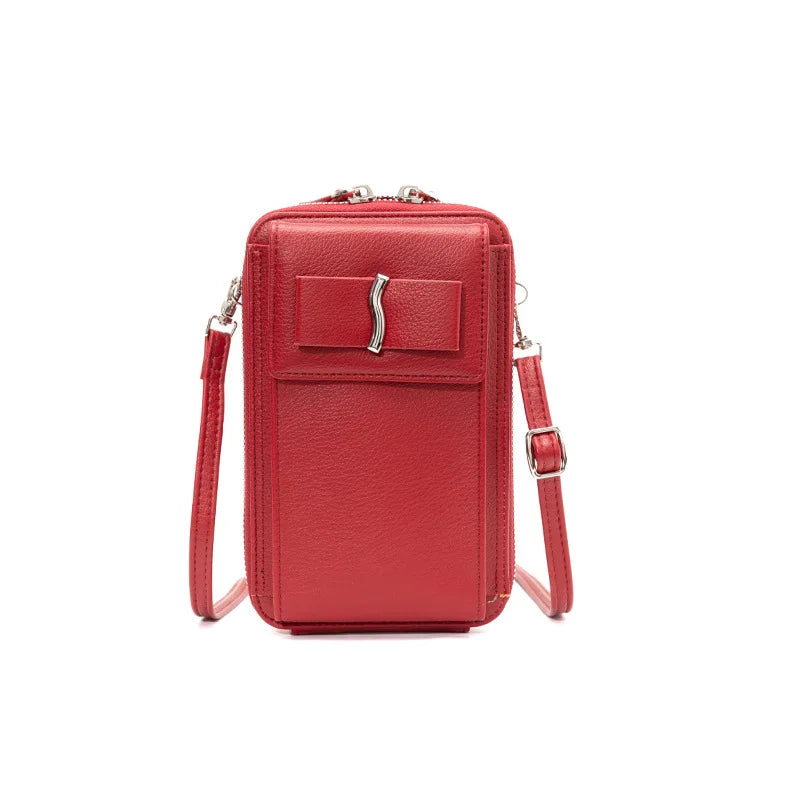 Female Bowknot Large Capacity Messenger Bag Solid Ladies Single Shoulder Purse