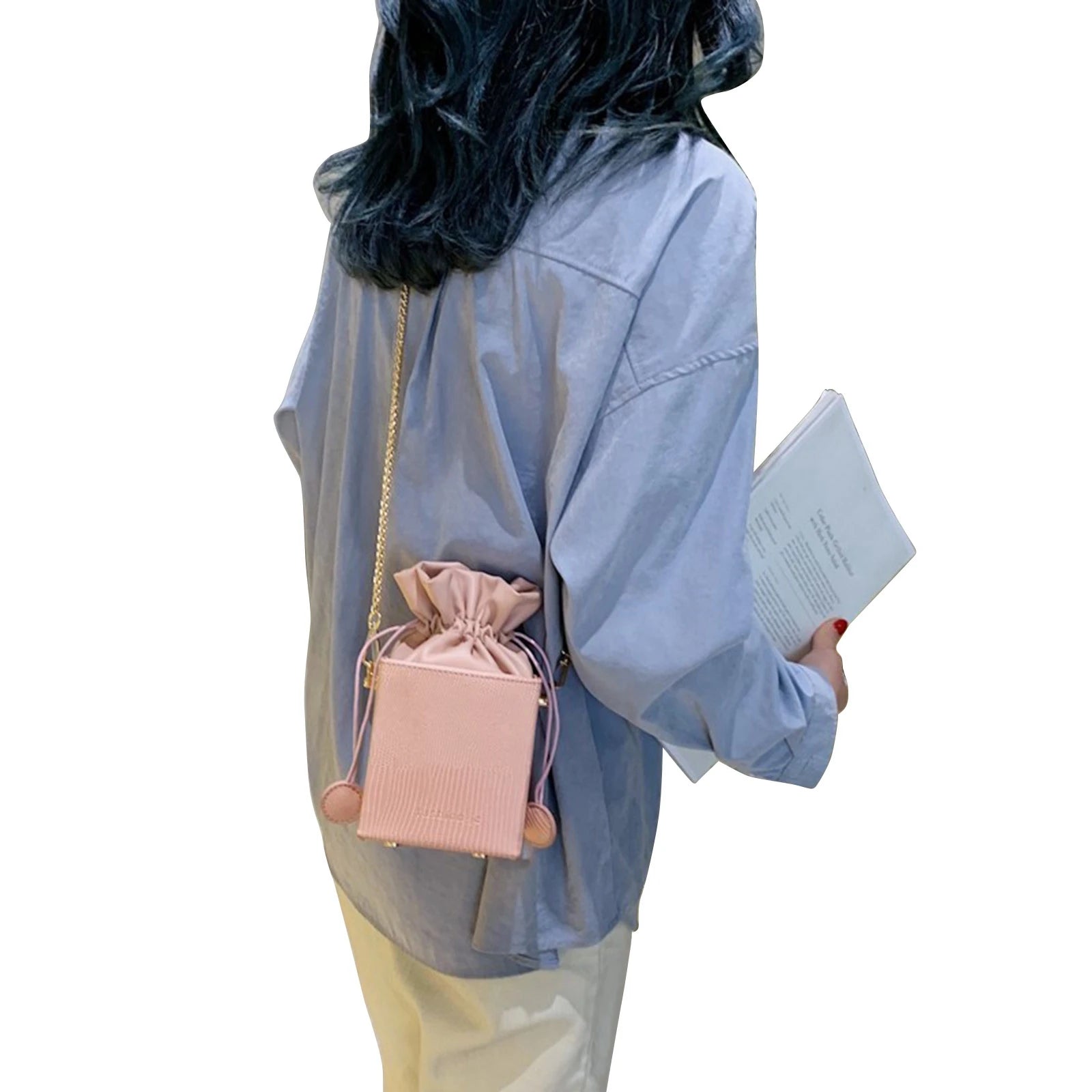 Letter Print Shoulder Bag Messenger Bag for Women Yellow