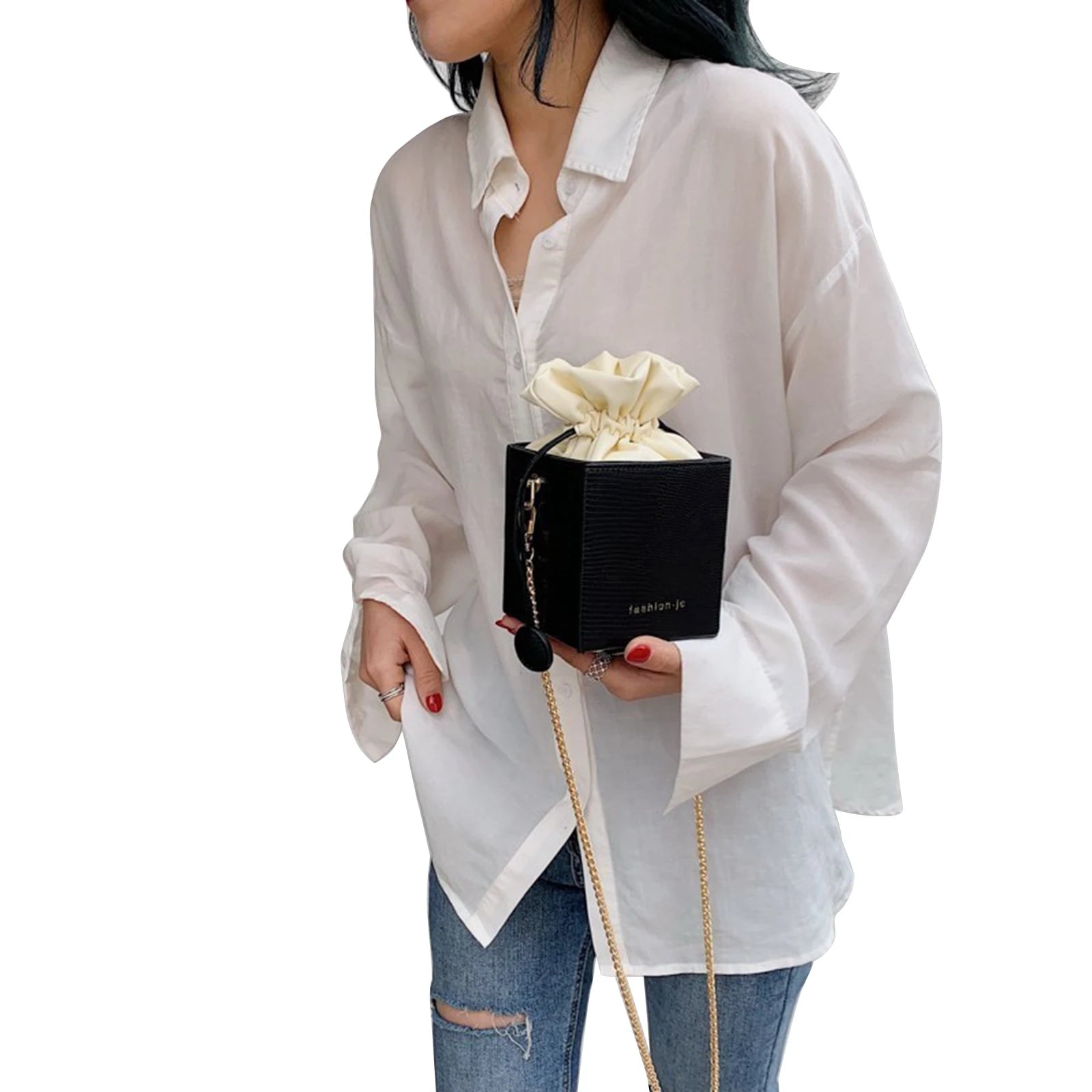 Letter Print Shoulder Bag Messenger Bag for Women Yellow