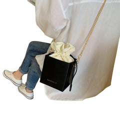 Letter Print Shoulder Bag Messenger Bag for Women Yellow