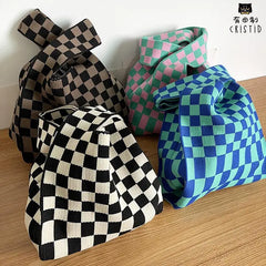 Female Woolen Knitted Braid Crossbody Bag Teen Crochet Winter Shoulder Tote
