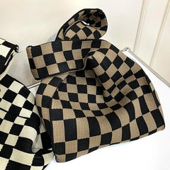 Female Woolen Knitted Braid Crossbody Bag Teen Crochet Winter Shoulder Tote