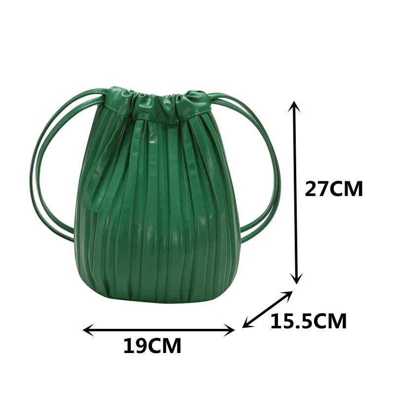 Female Bucket Shopping Bag Soft Leather Tote Bag Large Capacity Handbags Women