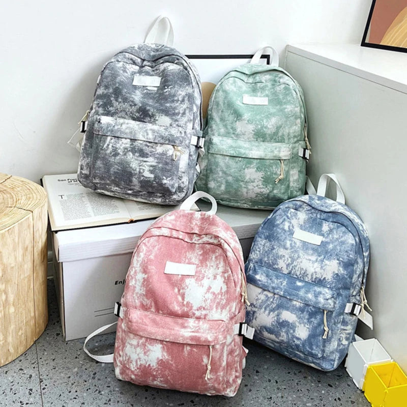 Female Canvas Backpack Casual Women Shoulder Bag Solid School Bag For Teenage