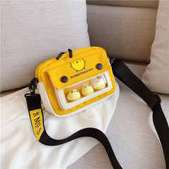 Chicken Cartoon Canvas Shoulder Bag Women Shopping Handbag Crossbody