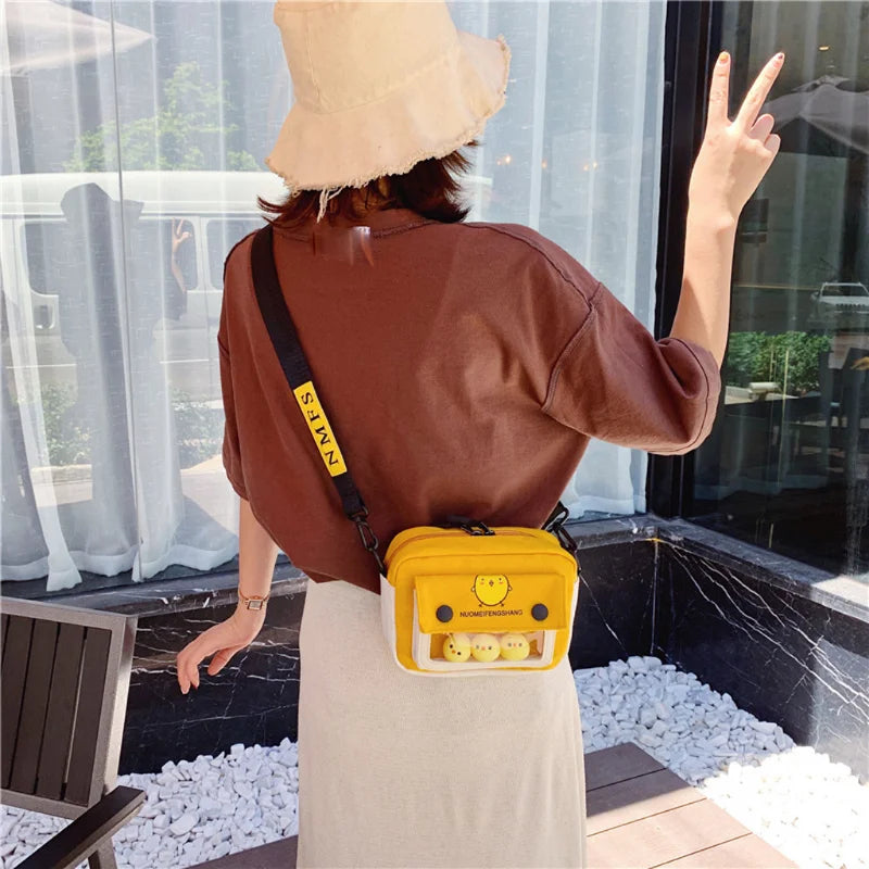 Chicken Cartoon Messenger Bag for Women Girl Student Shopping Handbag