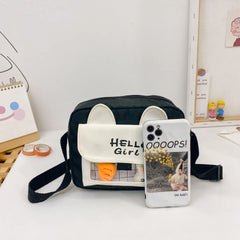 Female Canvas Bag Cartoon Rabbit Zipper Messenger Bags For Women