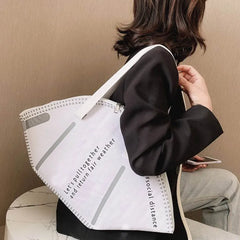Female Canvas Creative Mask Shoulder Bag Casual Totes Handbags For Women