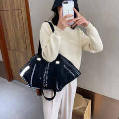 Female Canvas Creative Mask Shoulder Bag Casual Totes Handbags For Women