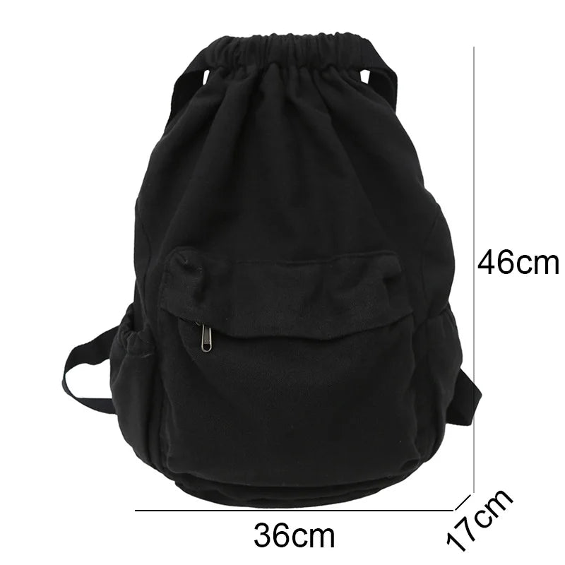Women Canvas Drawstring College Backpack Laptop Book Bag Girl Travel School Bags