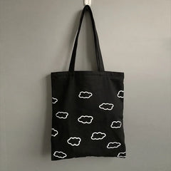 Clouds Printing Tote Bags Casual Eco Cotton Cloth Shoulder Shopper Bag for Girls