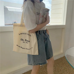 Female Canvas Shoulder Bag Eco Cotton Linen Shopper Bags Handbag Tote