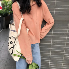 Female Canvas Shoulder Bag Casual Print Handbag