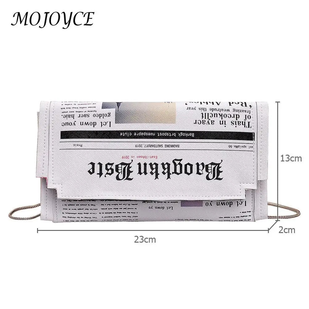 Female Casual Leather Shoulder Messenger Bag Women Newspaper Print Crossbody Bag