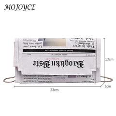 Female Casual Leather Shoulder Messenger Bag Women Newspaper Print Crossbody Bag
