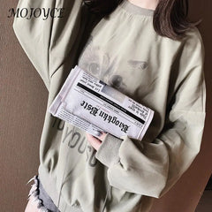 Female Casual Leather Shoulder Messenger Bag Women Newspaper Print Crossbody Bag