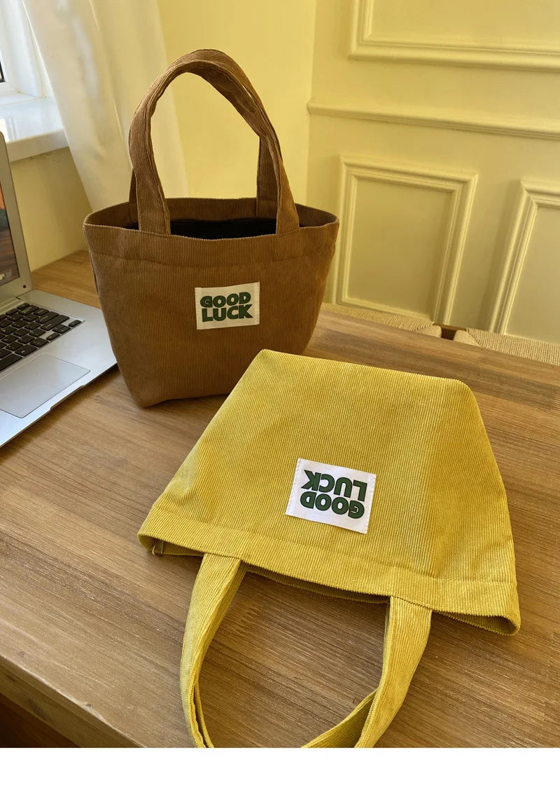 Women's Corduroy Eco Bag Handbag Shopper Autumn Winter Bag