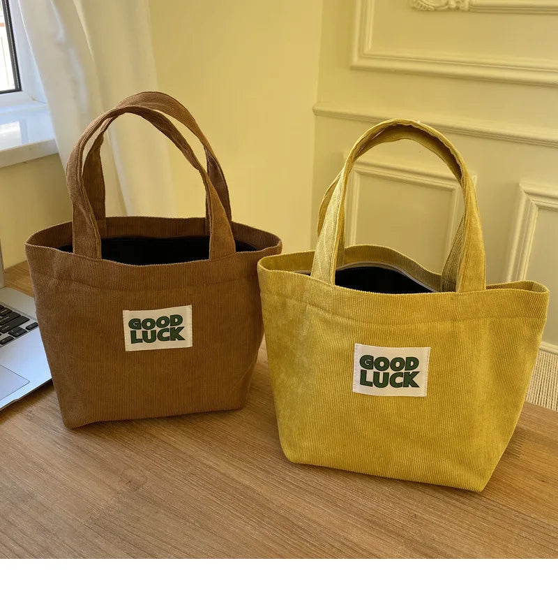 Women's Corduroy Eco Bag Handbag Shopper Autumn Winter Bag
