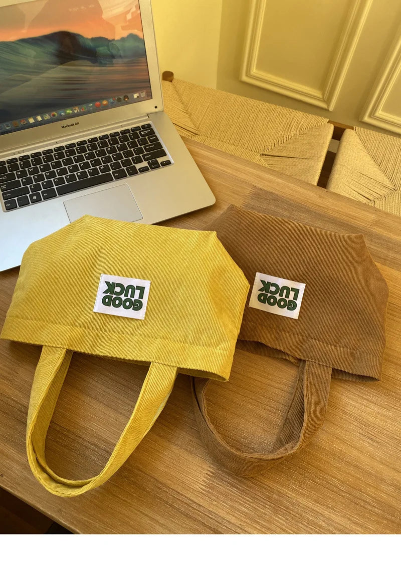 Women's Corduroy Eco Bag Handbag Shopper Autumn Winter Bag