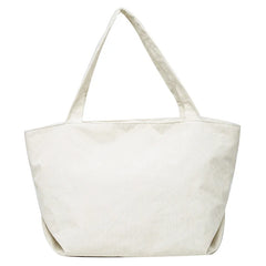 Women Corduroy Tote Bag Winter Shoulder Handbag Zipper Large Capacity