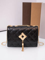Diamonds Tassel Quilted Crossbody Bag Women PU Leather Small Messenger