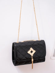 Diamonds Tassel Quilted Crossbody Bag Women PU Leather Small Messenger