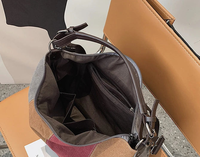 Women's Slouchy Shoulder Bag Soft Cotton Fabric