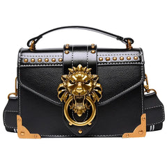 Metal Lion Head Shoulder Purse Square Mini Messenger Bag